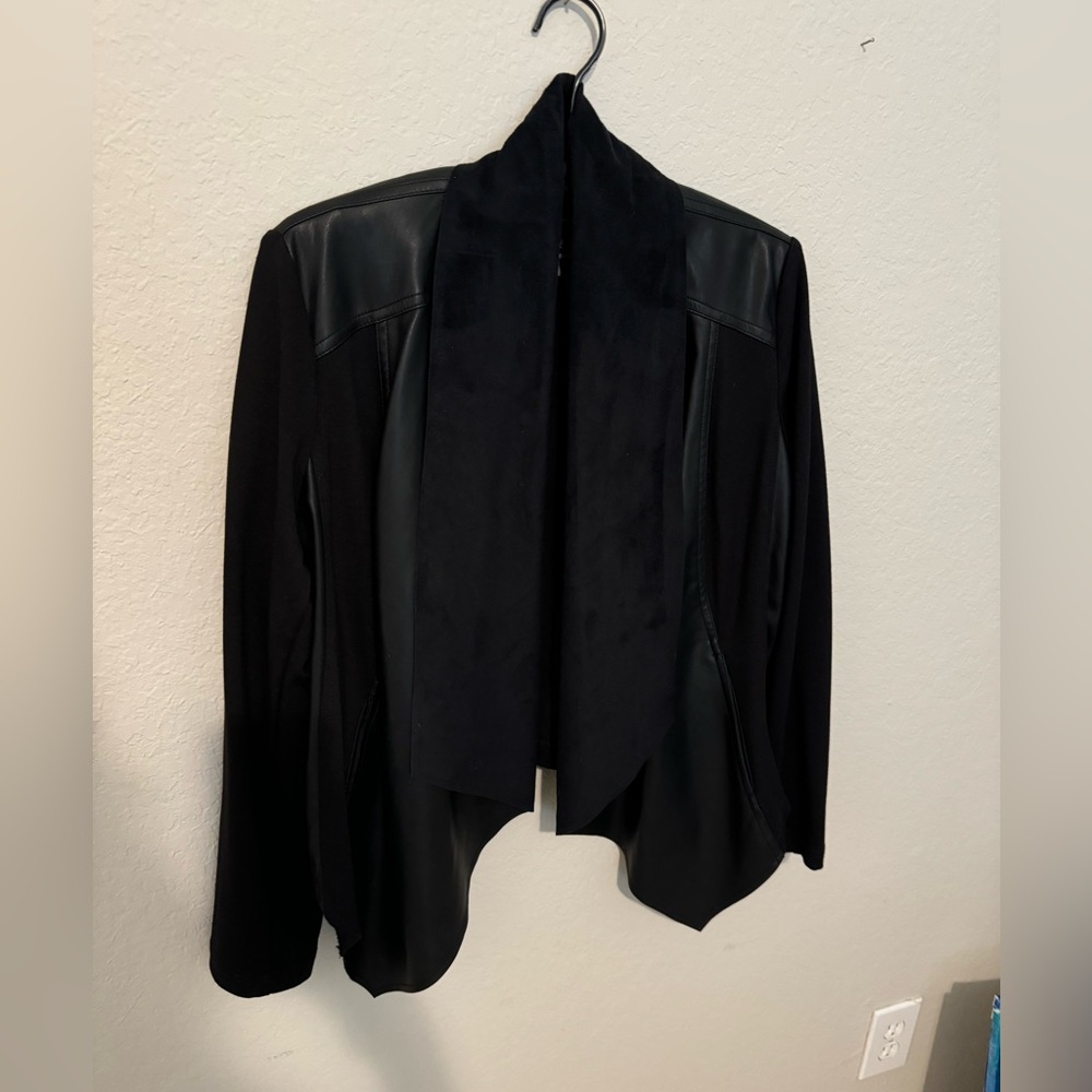 Faux suede, and faux leather jacket/blazer with stretch